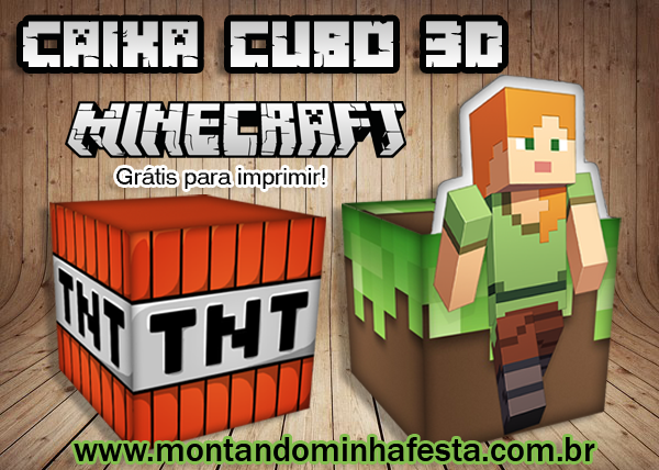 Topper de bolo minecraft 3d arquivo digital