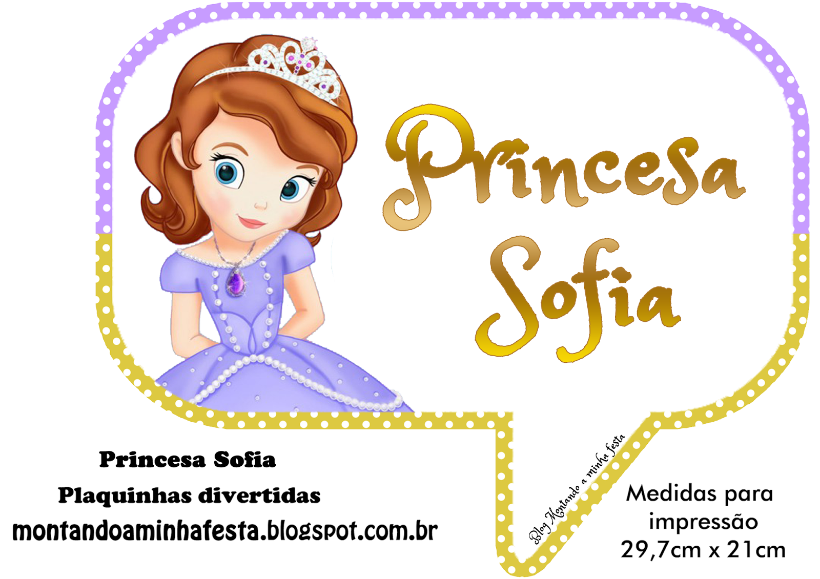 Princesa Sofia - Plaquinhas para Bolo