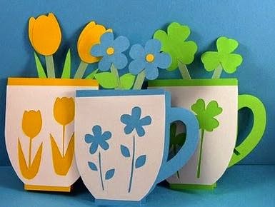 Cartão xícara com molde para o dia das mães