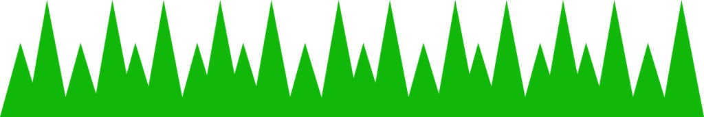 Grama vetorizada com pontas triangulares em verde vibrante e fundo transparente, perfeita para artes de festa e design digital.