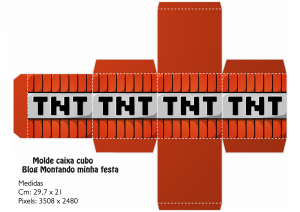 Molde da caixa cubo tema minecraft tnt