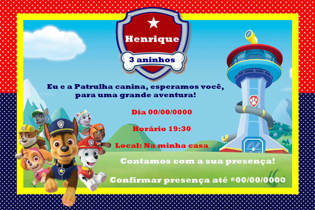 Convite de Aniversário Patrulha Canina Digital