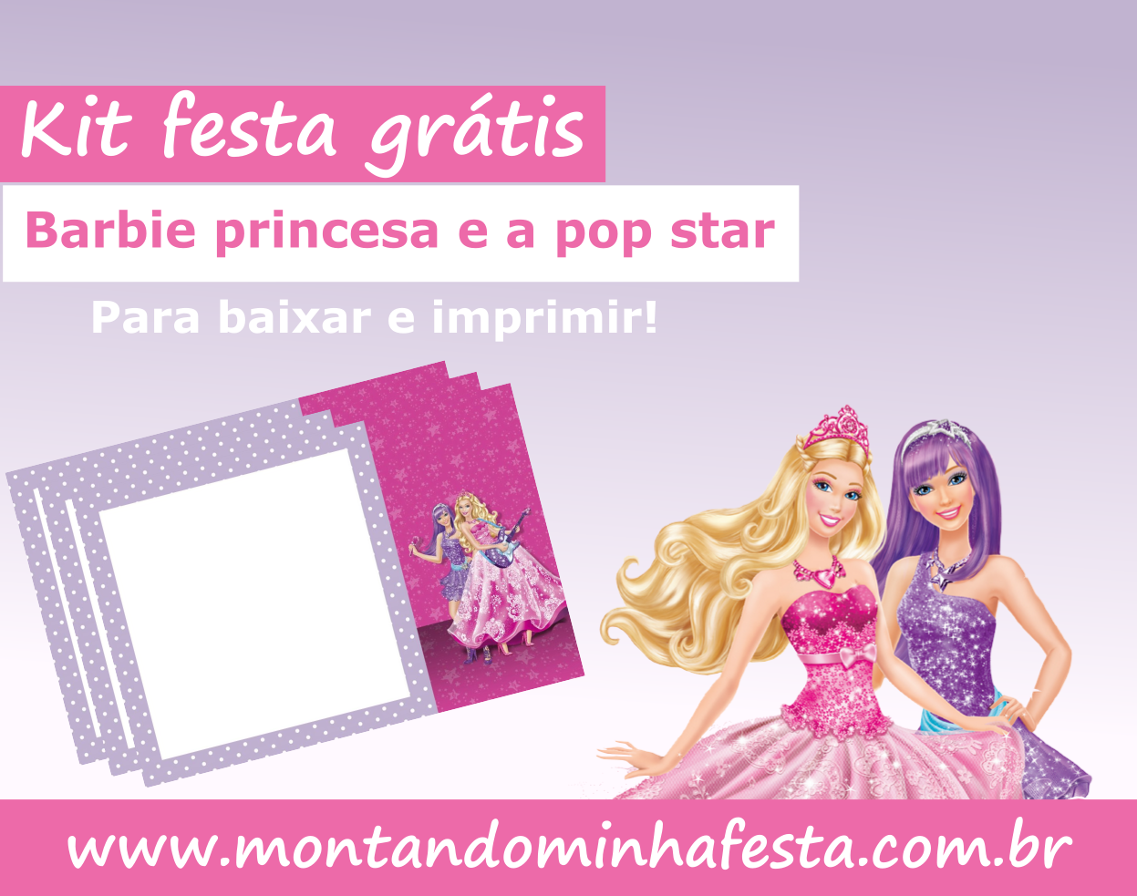 Topo de bolo barbie para editar e imprimir grátis - Festa Free