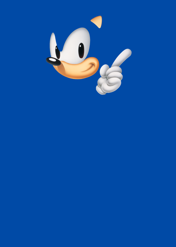 Convite do Sonic clássico com fundo azul e espaço para personalizar, ideal para festa infantil com tema retrô de videogame