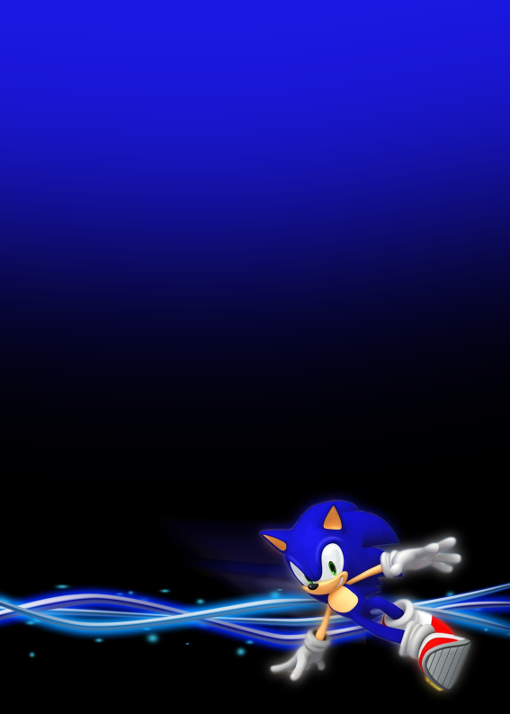 Convite digital do Sonic com fundo azul em degradê e espaço para personalizar com informações da festa infantil