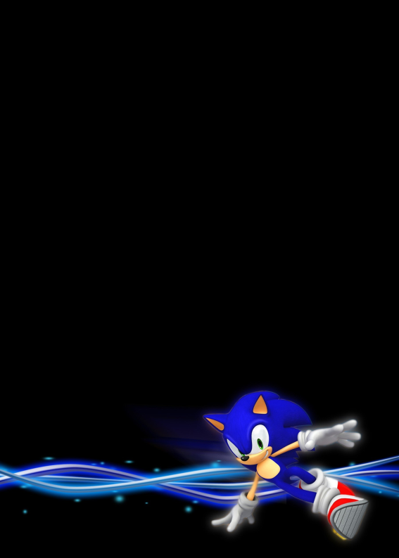 Convite editável do Sonic com fundo preto e personagem no canto inferior, com espaço livre para nome, data e local da festa infantil