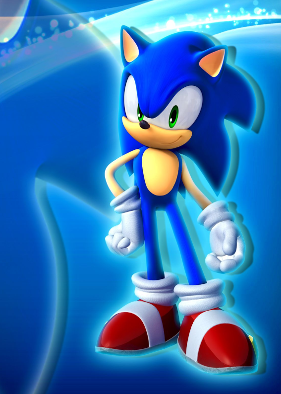 Imagem do Sonic em destaque com fundo azul, ideal para convite digital de festa infantil tema Sonic
