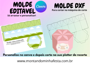 Molde caixa sextavada editavel no canva mais arquivo dxf