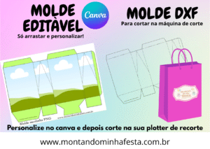 Molde de sacolinha Editável no Canva + arquivo DXF