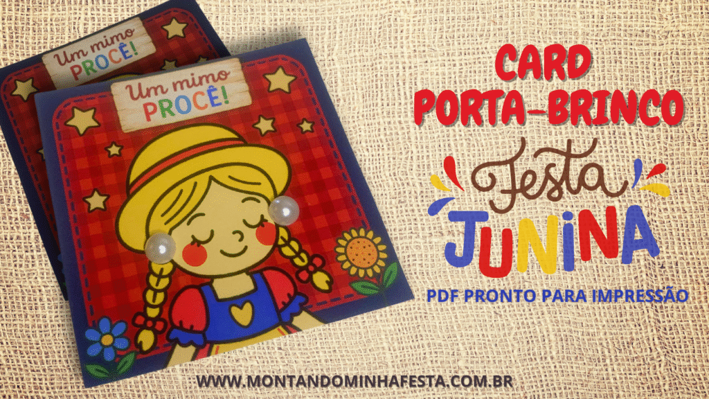 Cartão Brinco pérola Festa Junina para Imprimir