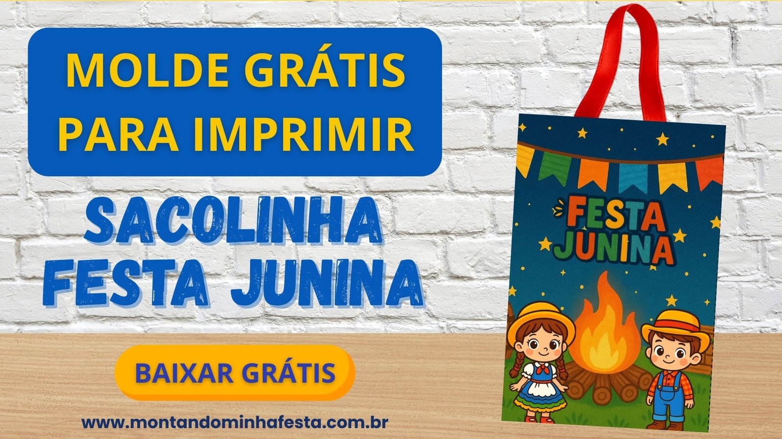 Molde de Sacolinha Festa Junina para Imprimir Grátis