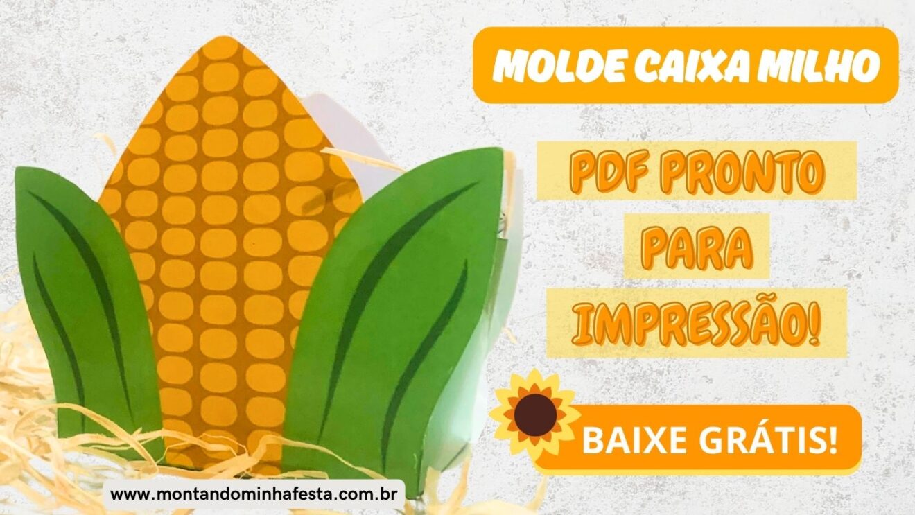 Molde de Caixa Milho para Festa Junina Grátis em PDF