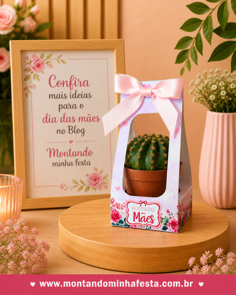 sacolinha para suculenta dia das mães com porta retrato decorativo para inspiração