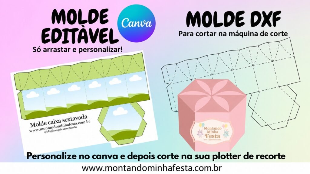 banner caixa sextavada para editar no canva